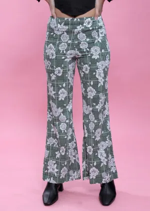Women's Olive Green Printed Bootcut Pant French Theory