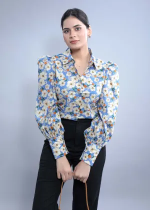 Women's Slim Fit Shirt with Puff Sleeve French Theory