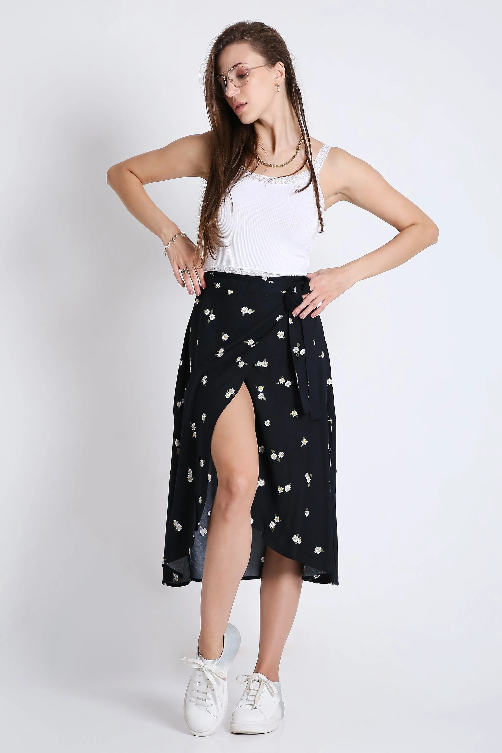 Wrap Around Printed Midi Skirt French Theory