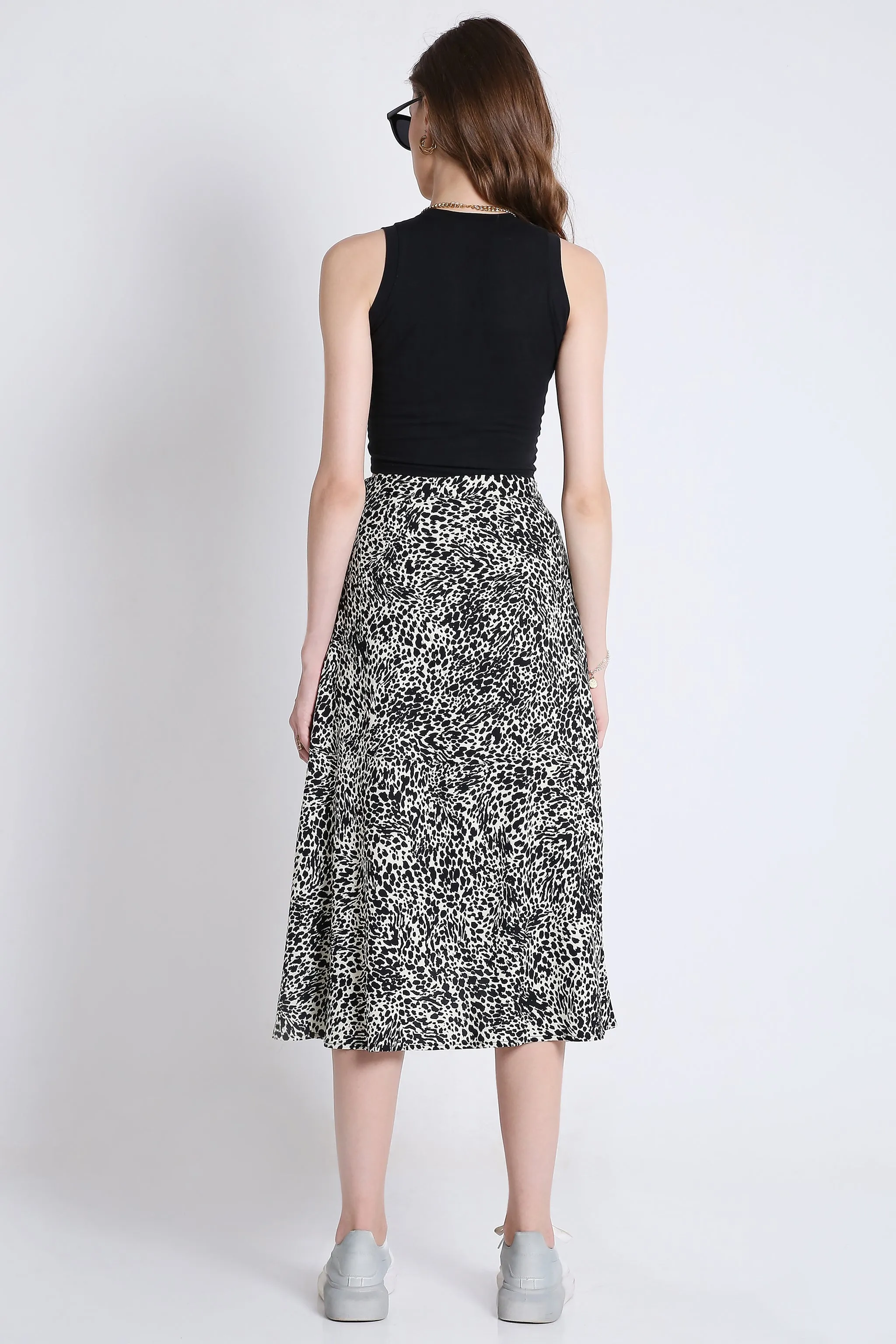 Wrap Around Printed Midi Skirt French Theory
