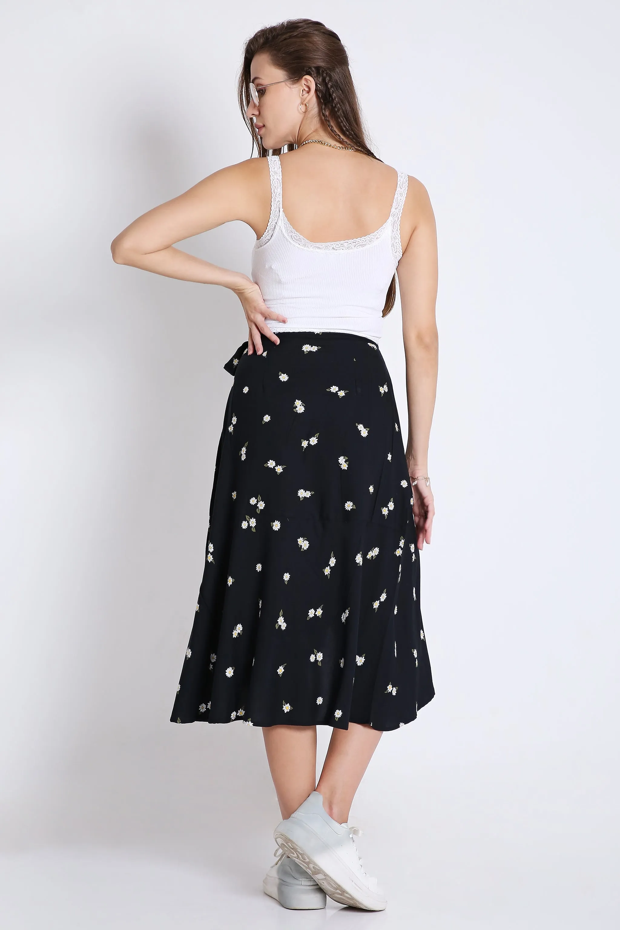 Wrap Around Printed Midi Skirt French Theory