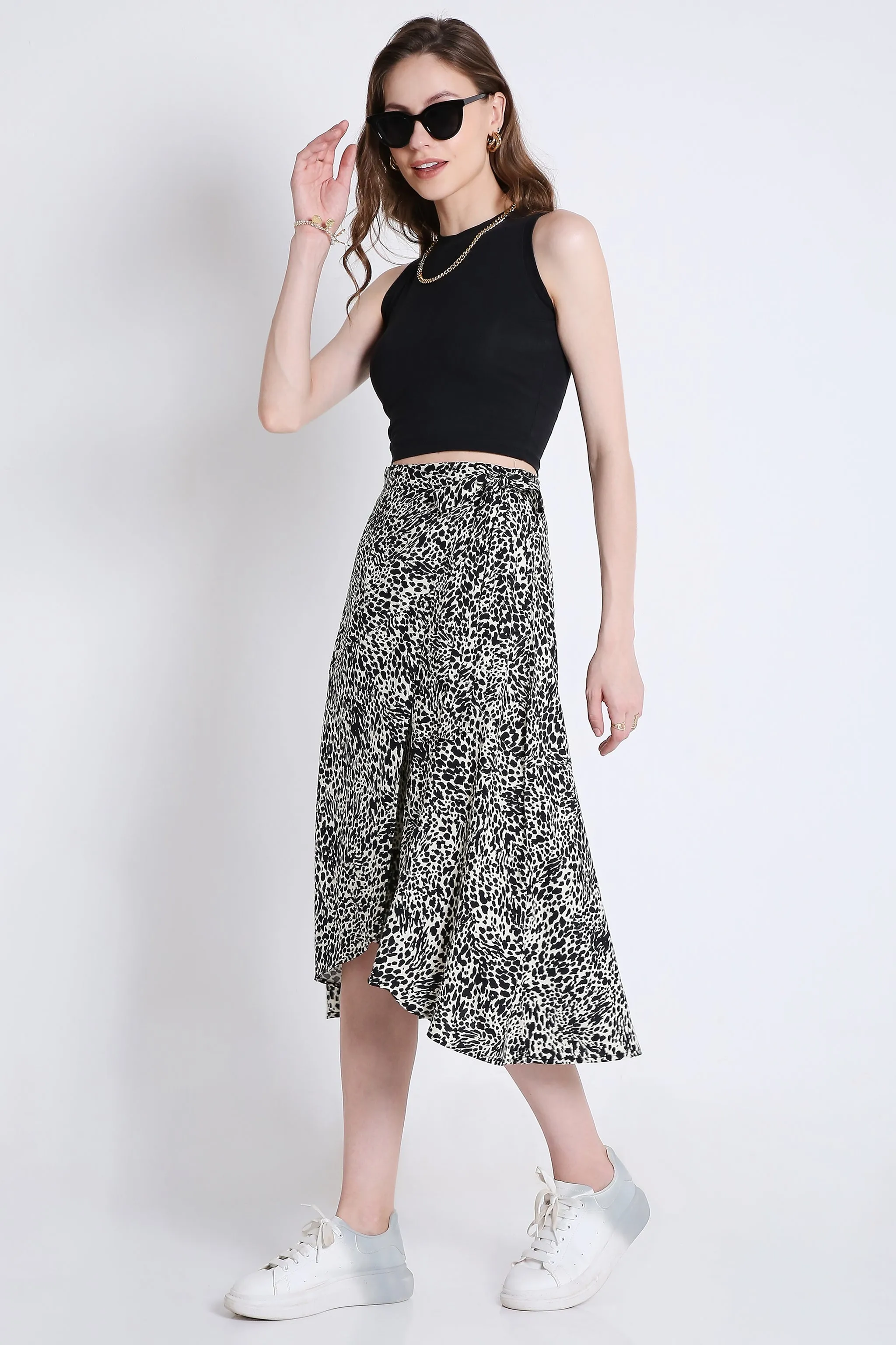 Wrap Around Printed Midi Skirt French Theory
