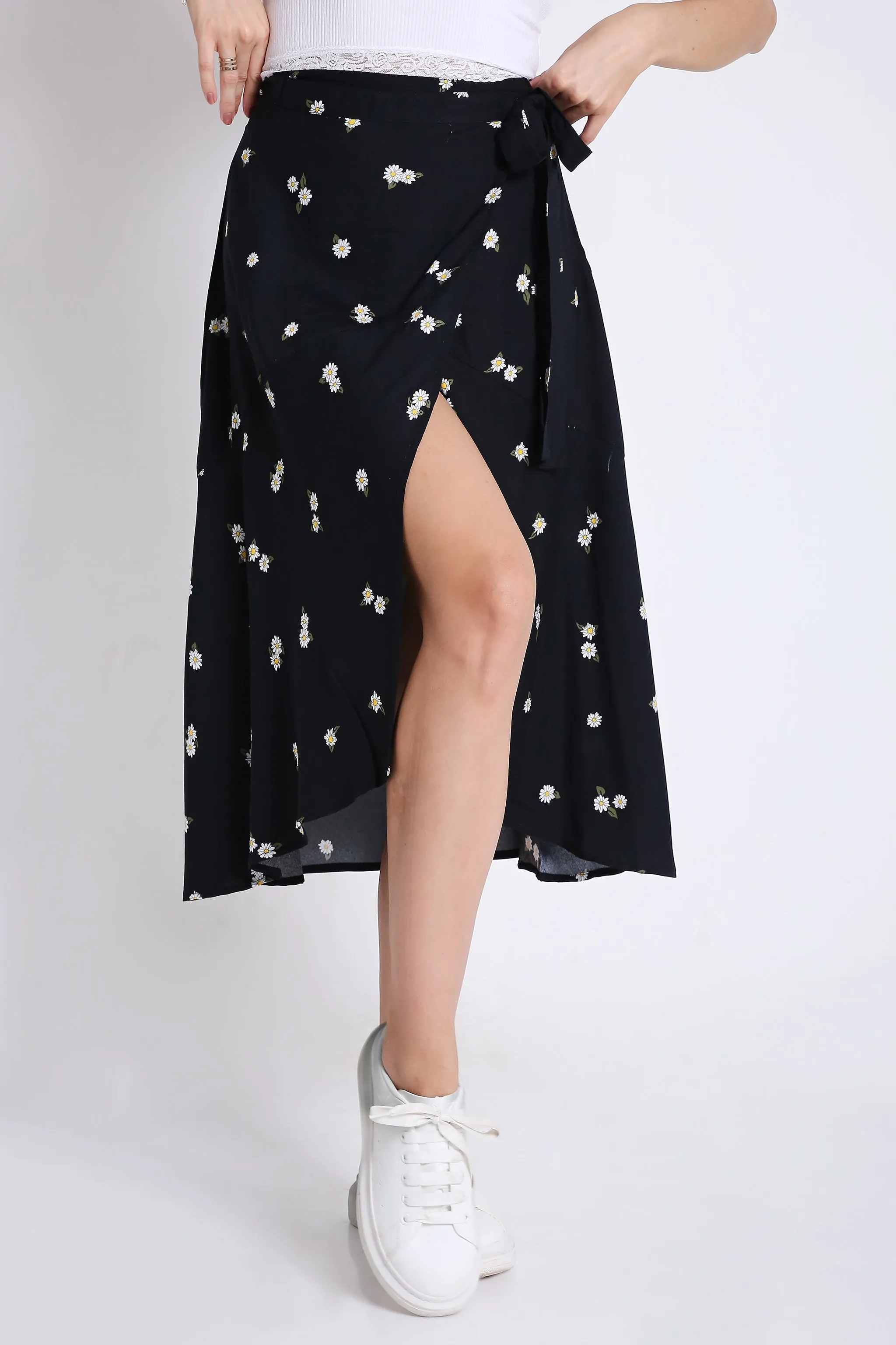Wrap Around Printed Midi Skirt French Theory