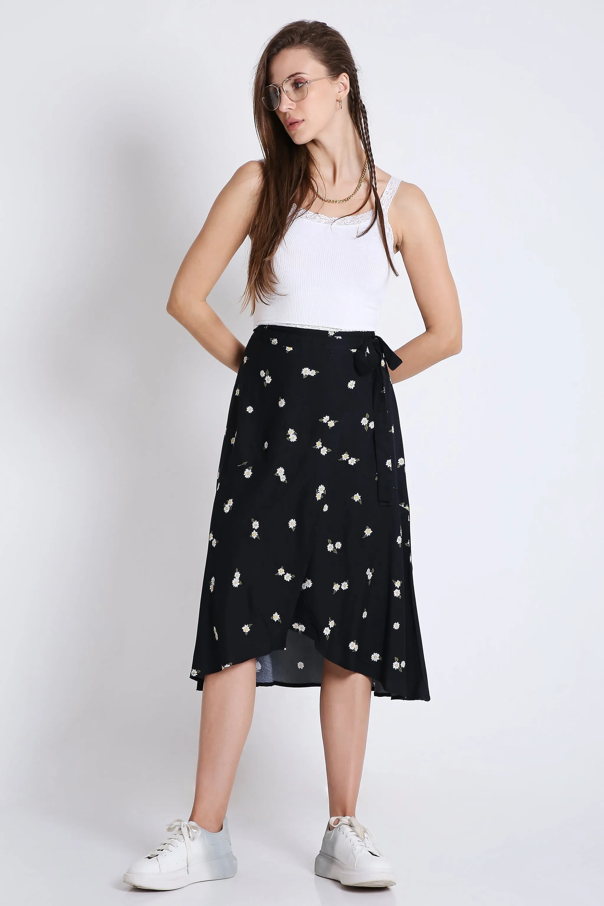 Wrap Around Printed Midi Skirt French Theory