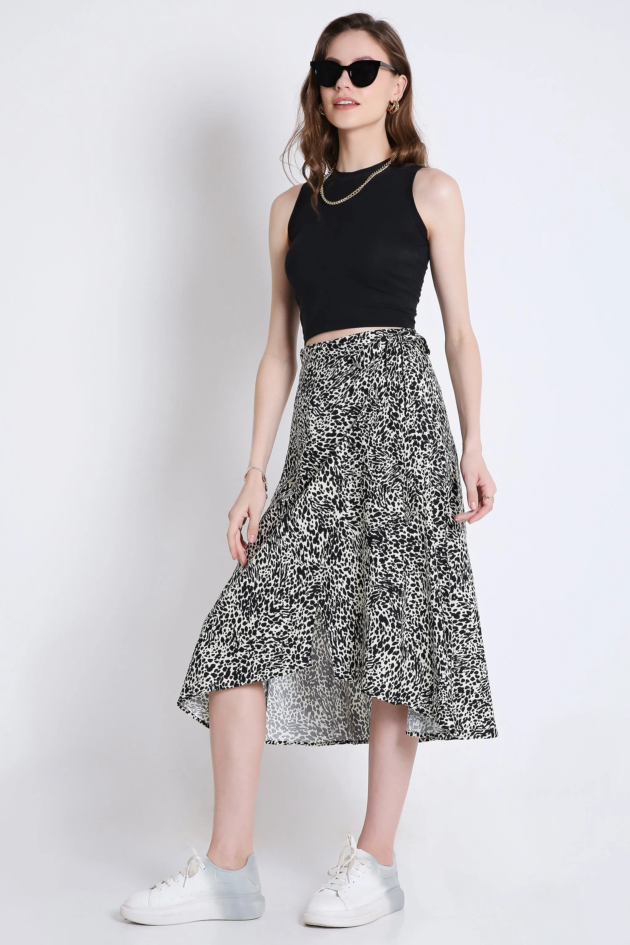 Wrap Around Printed Midi Skirt French Theory