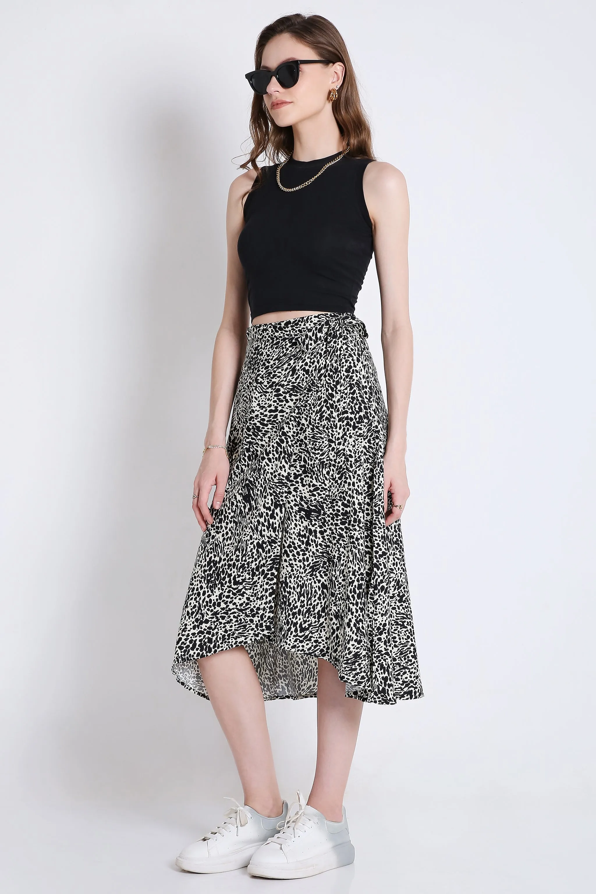 Wrap Around Printed Midi Skirt French Theory
