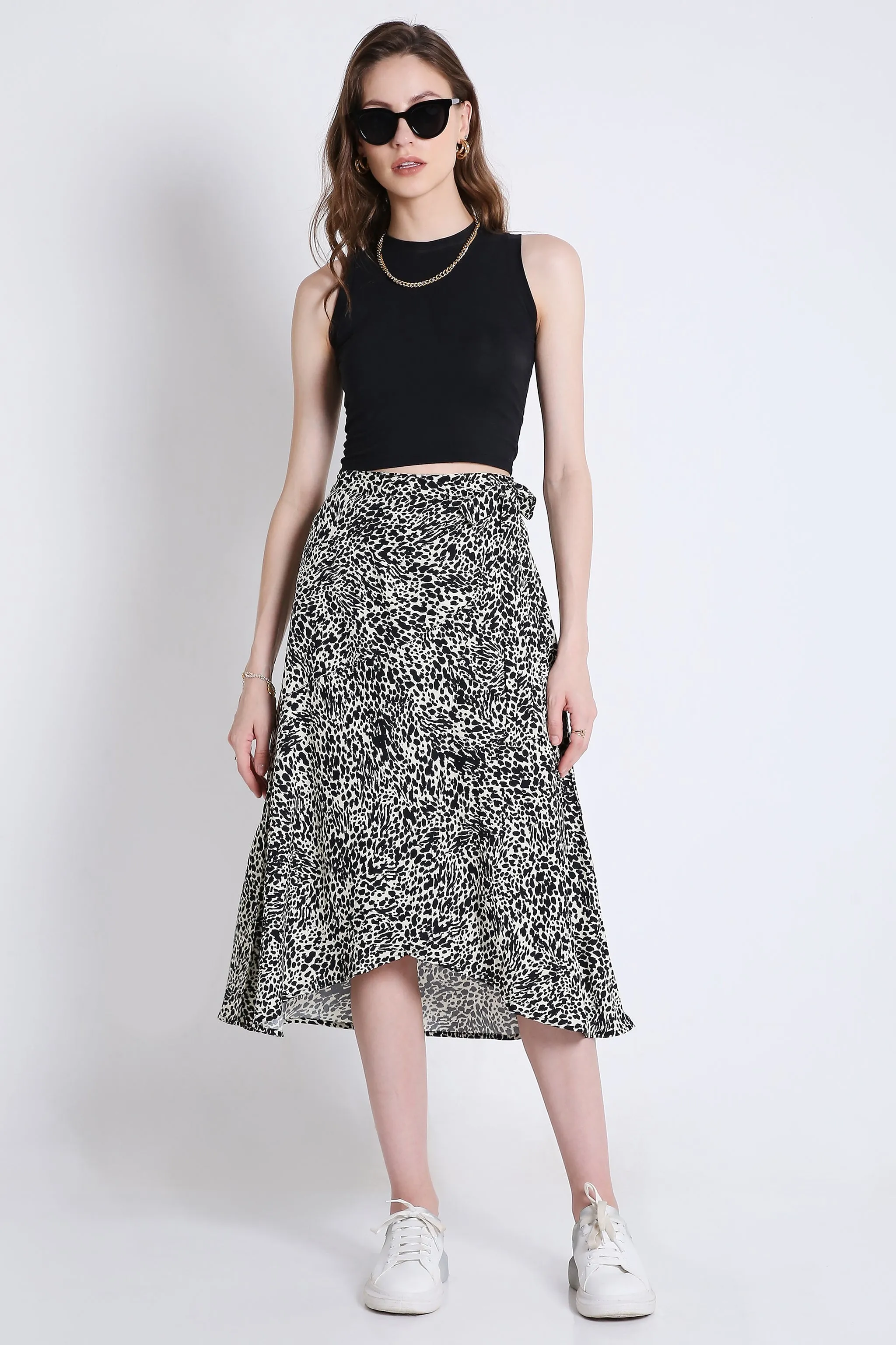 Wrap Around Printed Midi Skirt French Theory