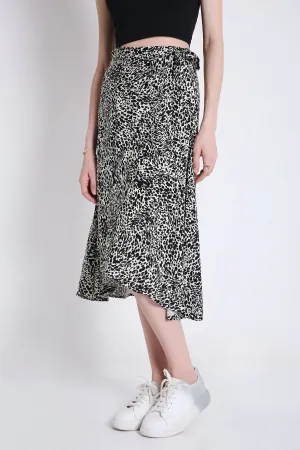 Wrap Around Printed Midi Skirt French Theory