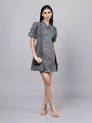 Y3K Style Grey Denim Dress French Theory