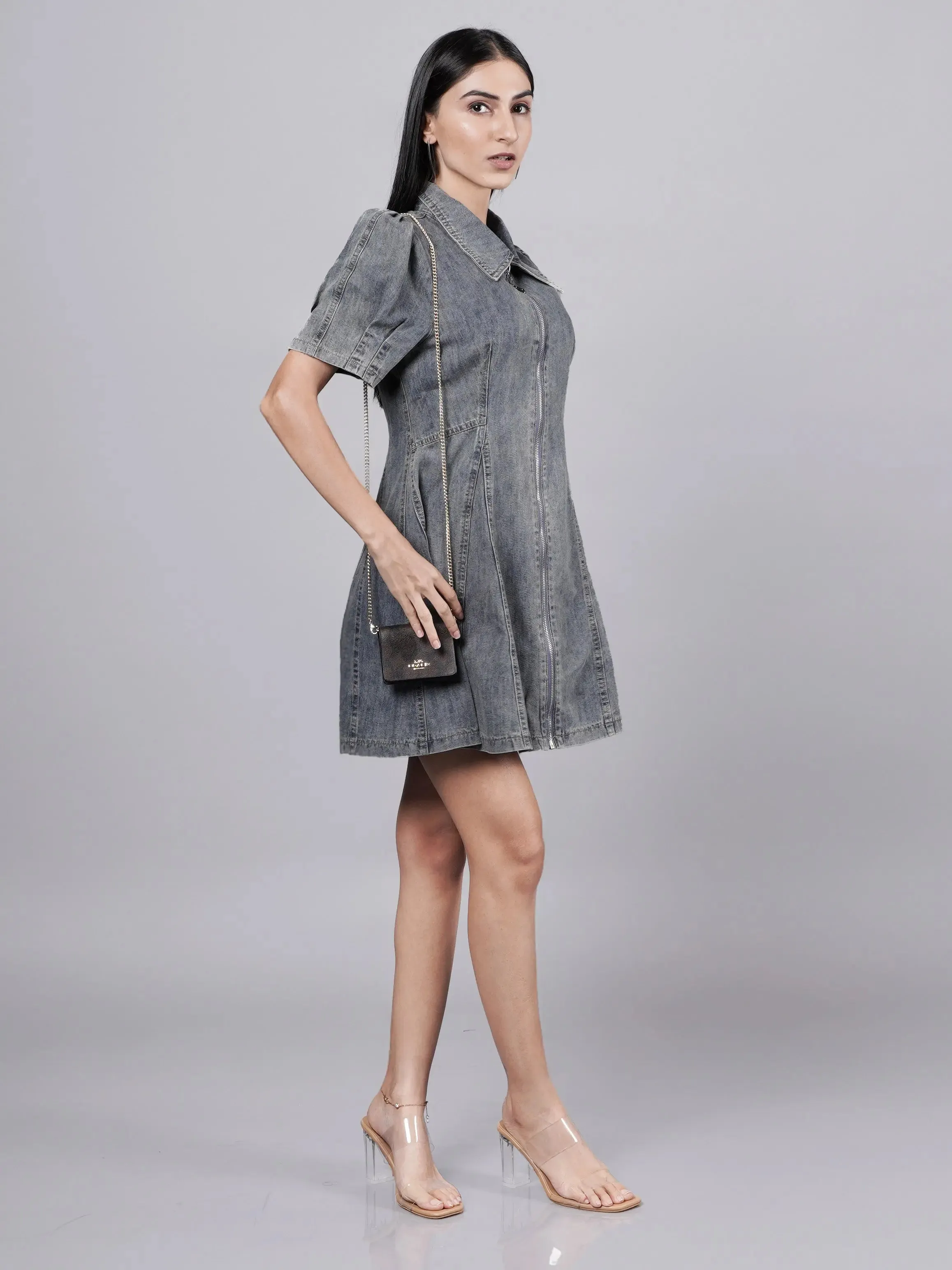 Y3K Style Grey Denim Dress French Theory