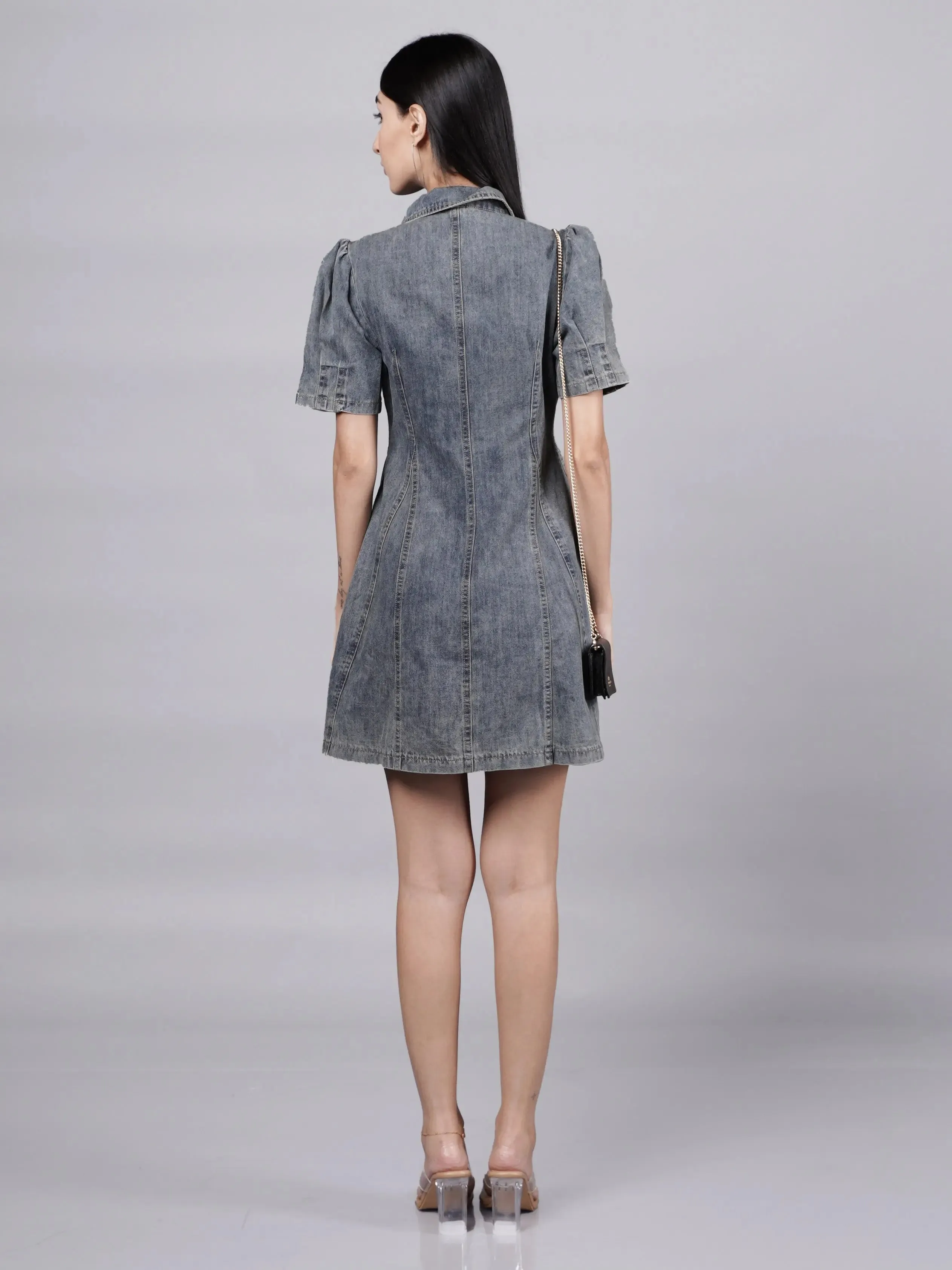 Y3K Style Grey Denim Dress French Theory
