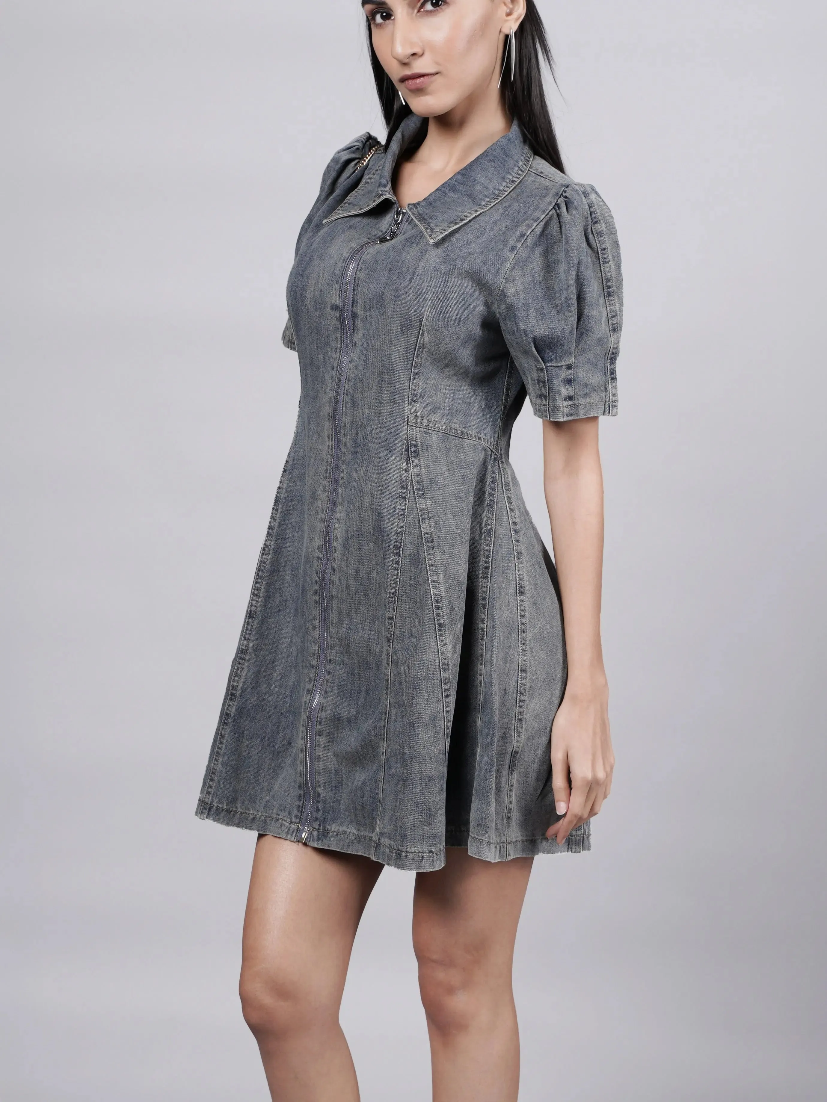 Y3K Style Grey Denim Dress French Theory